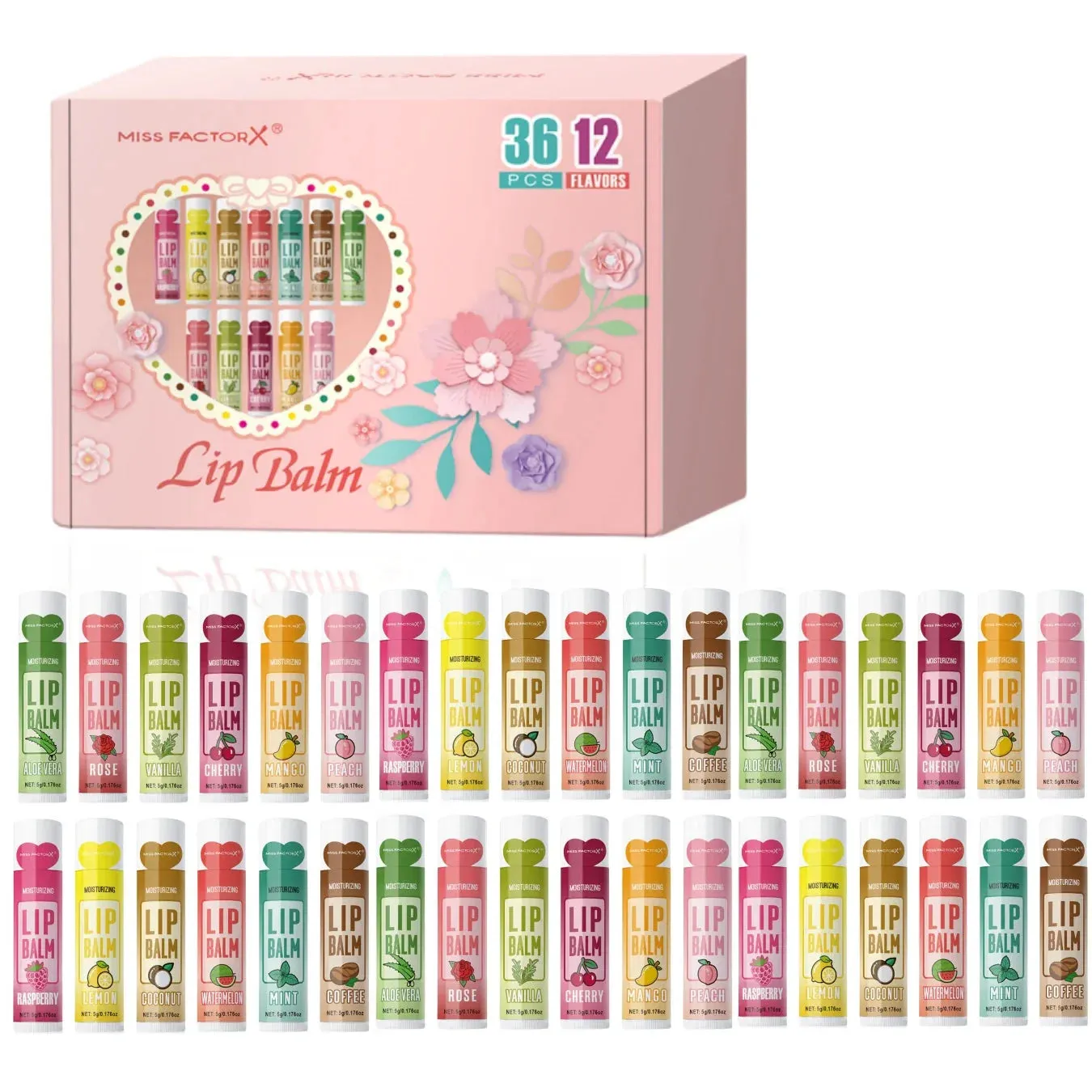 36 Piece Moisturizing Lip Balm Set 5G Deep Moisturizing & Brightening Lips Party Gift For Friends