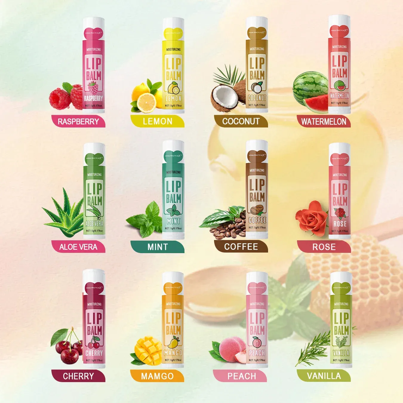 36 Piece Moisturizing Lip Balm Set 5G Deep Moisturizing & Brightening Lips Party Gift For Friends