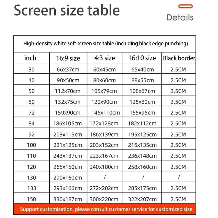 72 4 3 High Density Polyester Projector Film Curtain - Foldable 146x110cm Projection Area