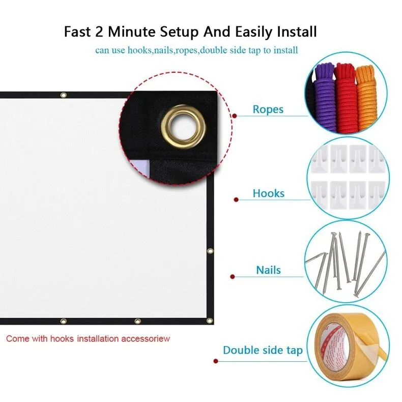 84 4 3 Projector Film Curtain - Thin Foldable Polyester - 172x125cm Projection Area