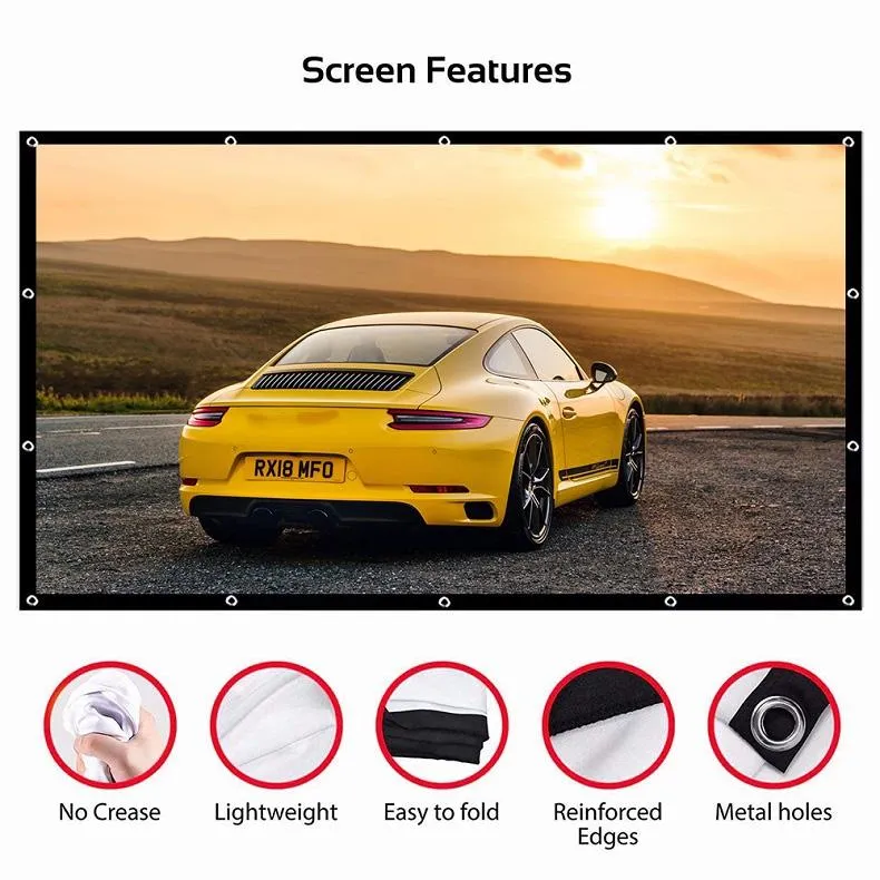84 4 3 Projector Film Curtain - Thin Foldable Polyester - 172x125cm Projection Area