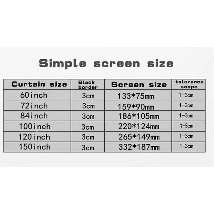 84 4 3 Projector Film Curtain - Thin Foldable Polyester - 172x125cm Projection Area