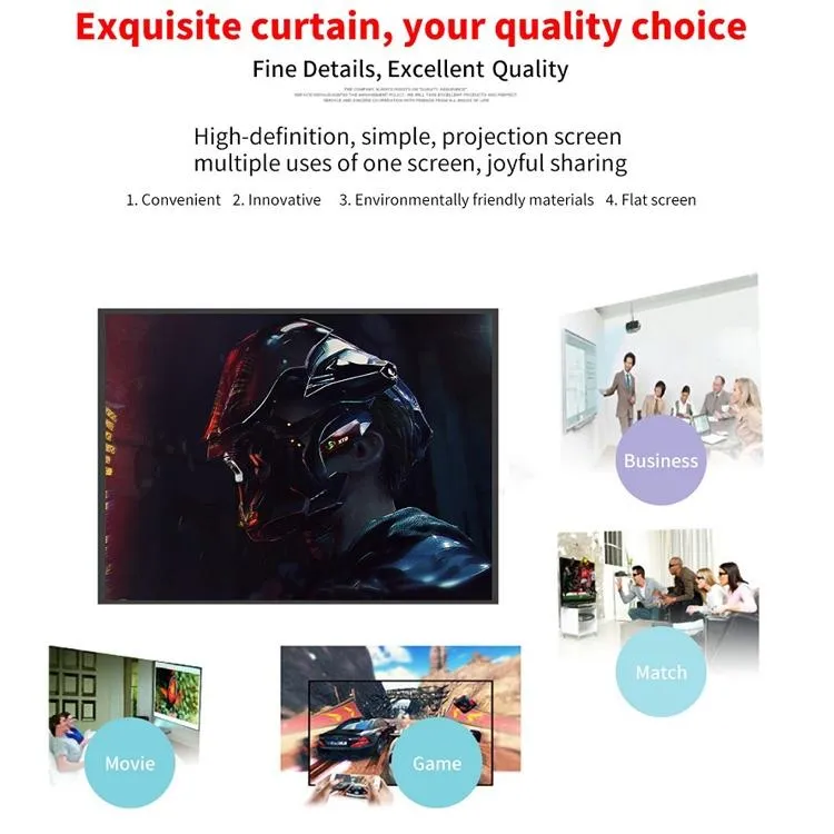 84 4 3 Projector Film Curtain - Thin Foldable Polyester - 172x125cm Projection Area