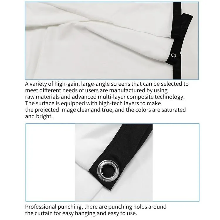84 4 3 Projector Film Curtain - Thin Foldable Polyester - 172x125cm Projection Area