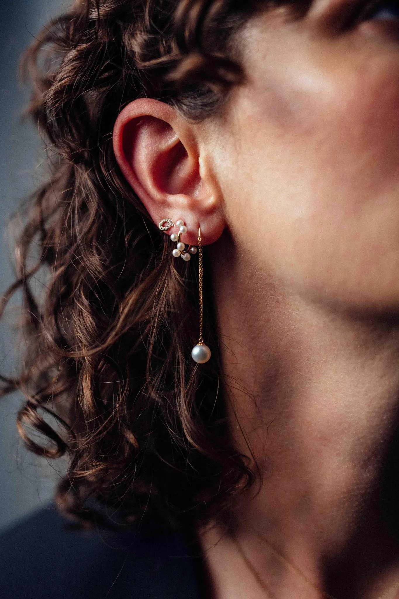 9kt Gold 7mm Round Freshwater Pearl Threader Earrings