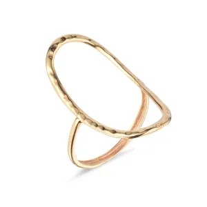 9kt Gold Superfine Hammered Oval Ring