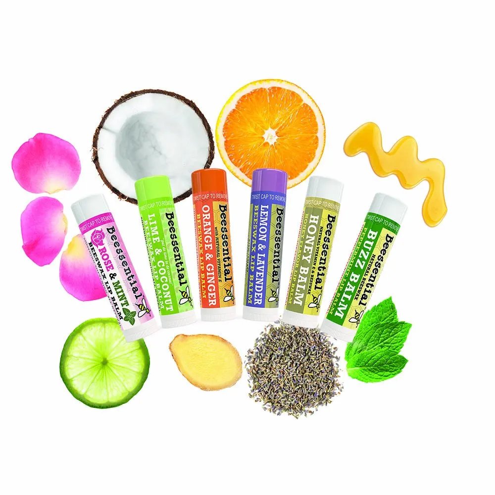 Beessential All Natural Rose Mint Lip Balm 2 pack – Heals and Prevents Dry and Chapped Lips – Moisturizing Beeswax, Coconut, Shea and Cupuacu Butter