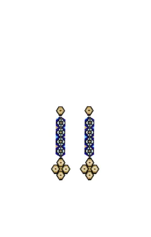 Blue Rombo Glass Beaded Earrings
