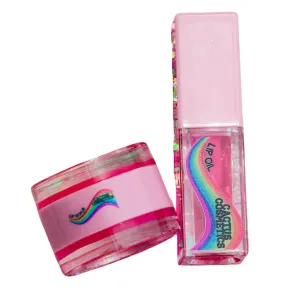 Cactus Cosmetics Retro Lip Oil   Scrub 3-in-1 Lip Care Set