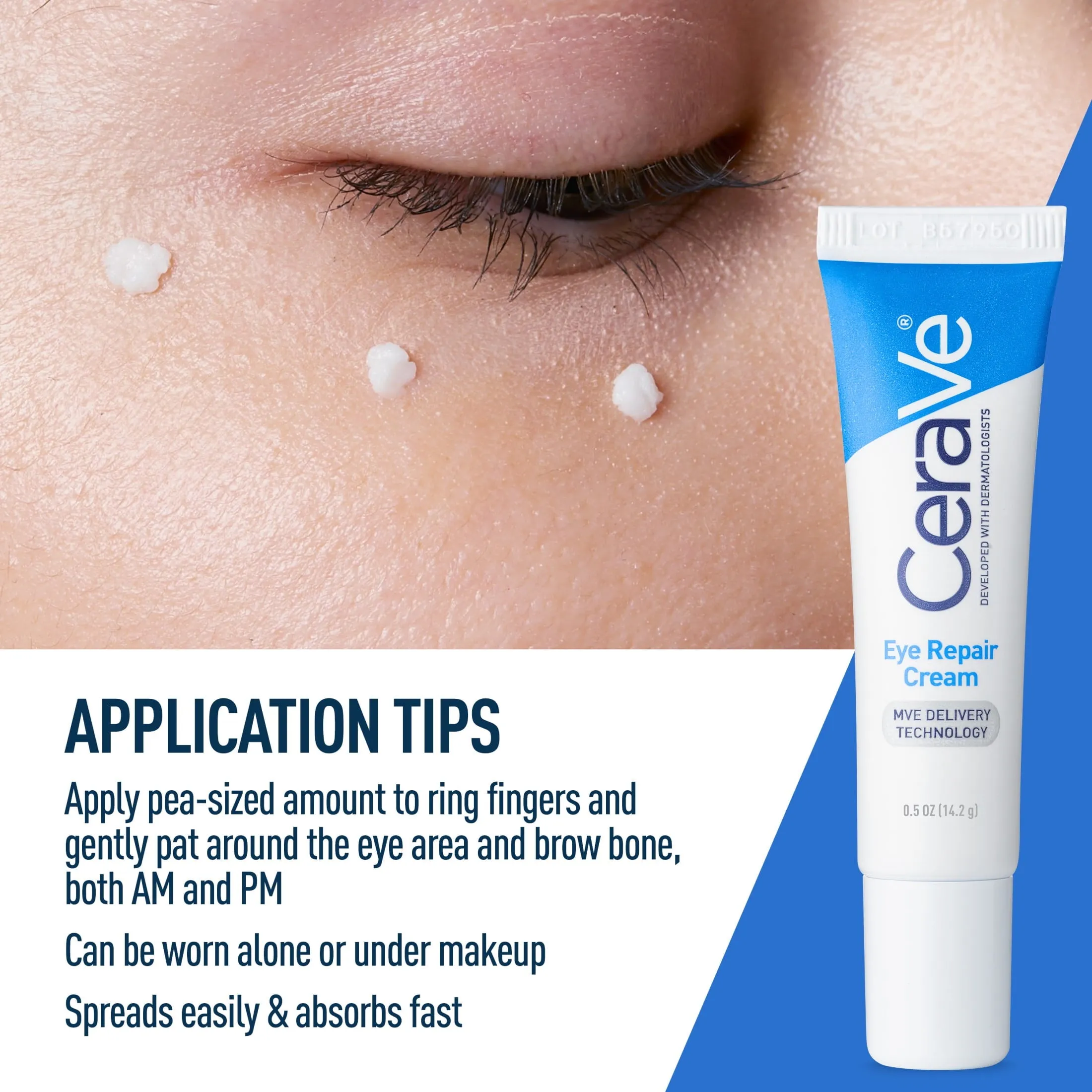 CeraVe Eye Repair Cream for Dark Circles and Puffiness for All Skin Types, 0.5 oz