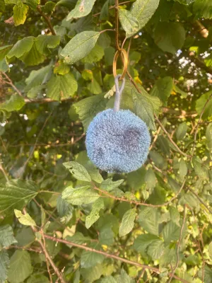 Dark Grey Single Pom Keyring