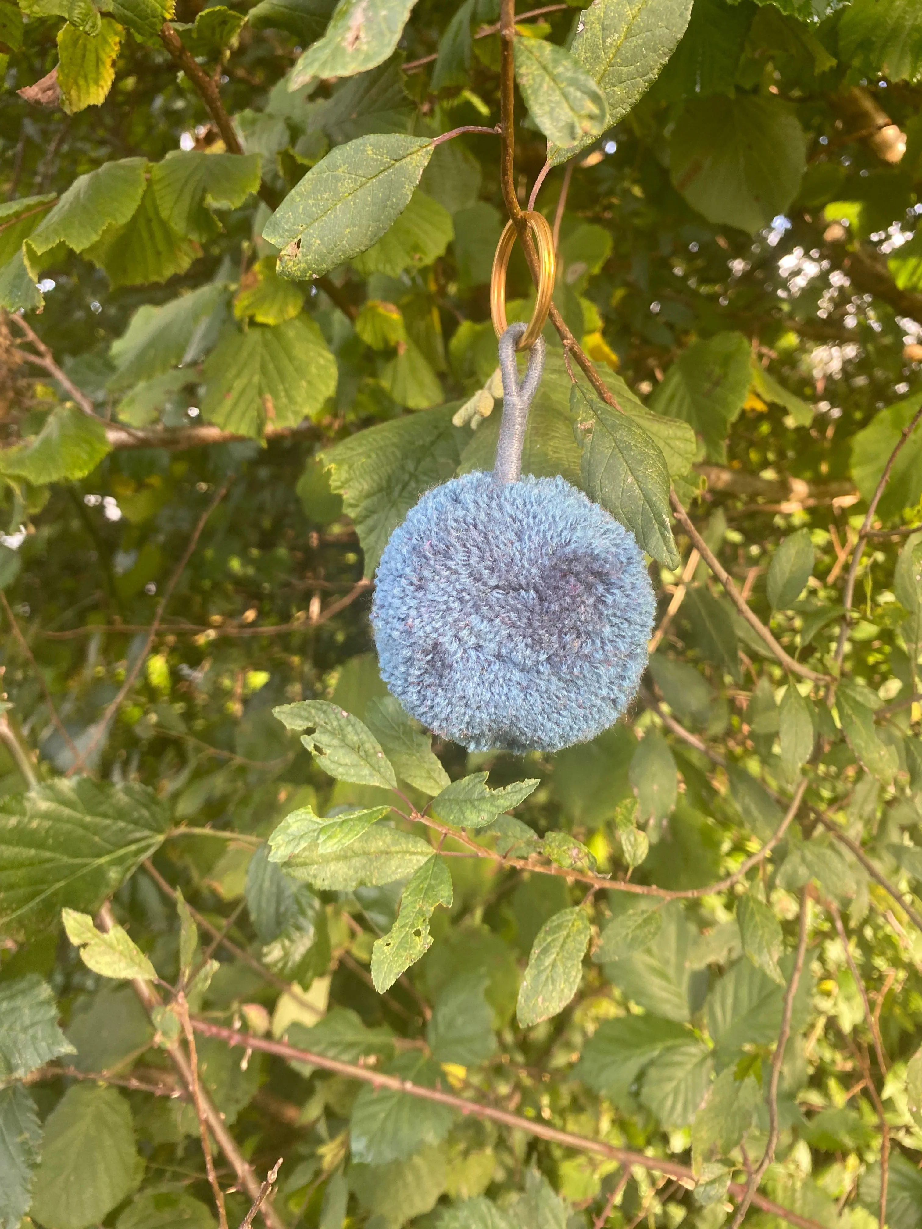 Dark Grey Single Pom Keyring
