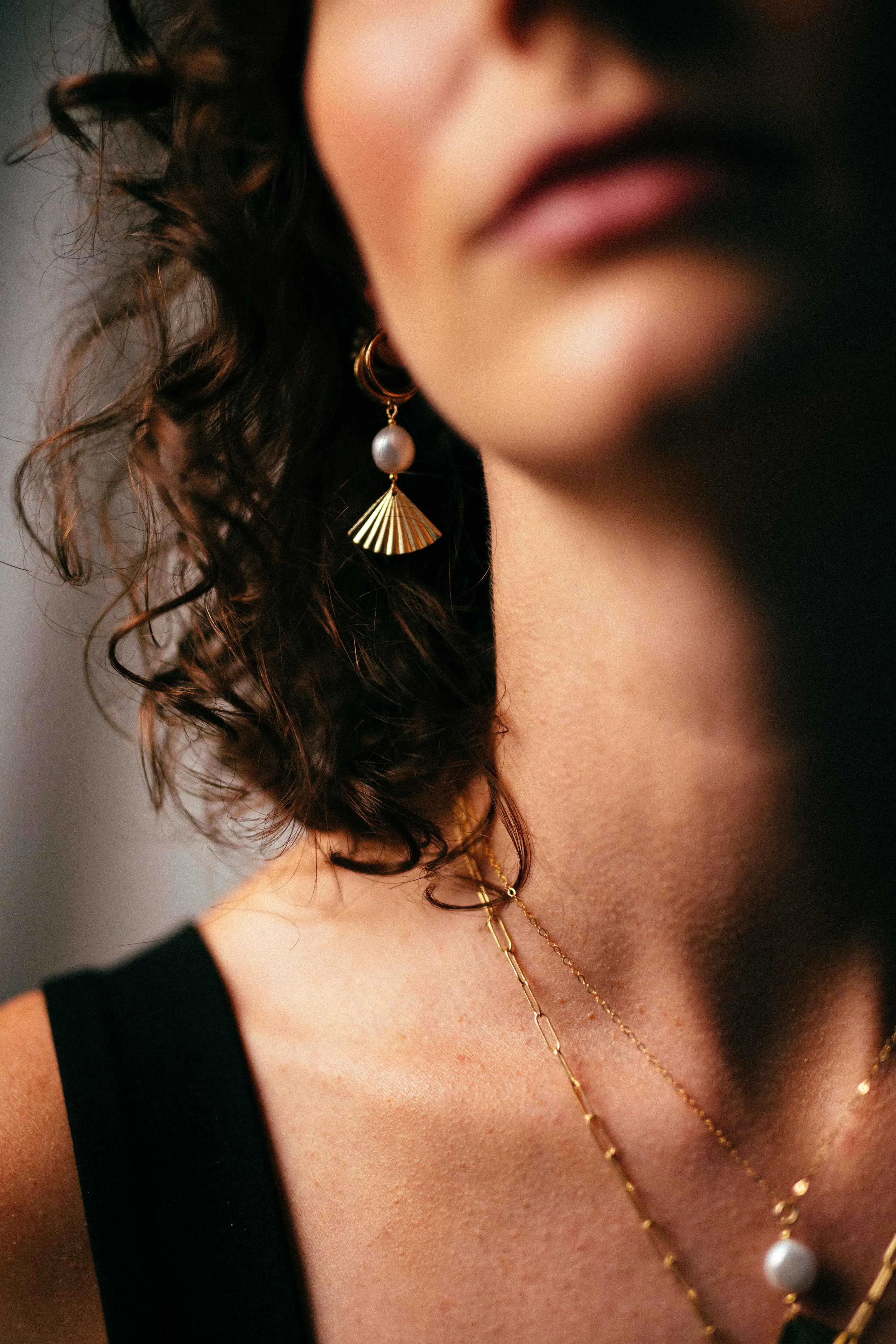 Gold Filled Baroque Pearl & Fan Clip Hoop Earrings