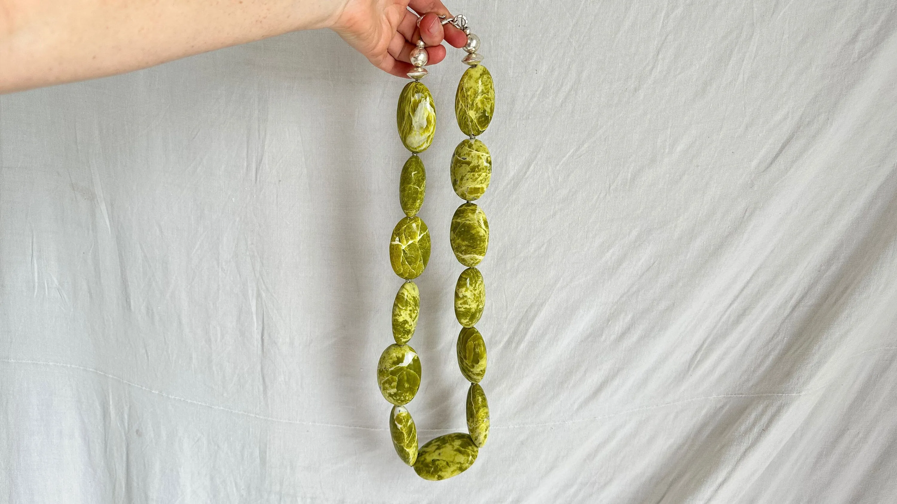 Large Serpentine Necklace. Sterling Silver. 2179
