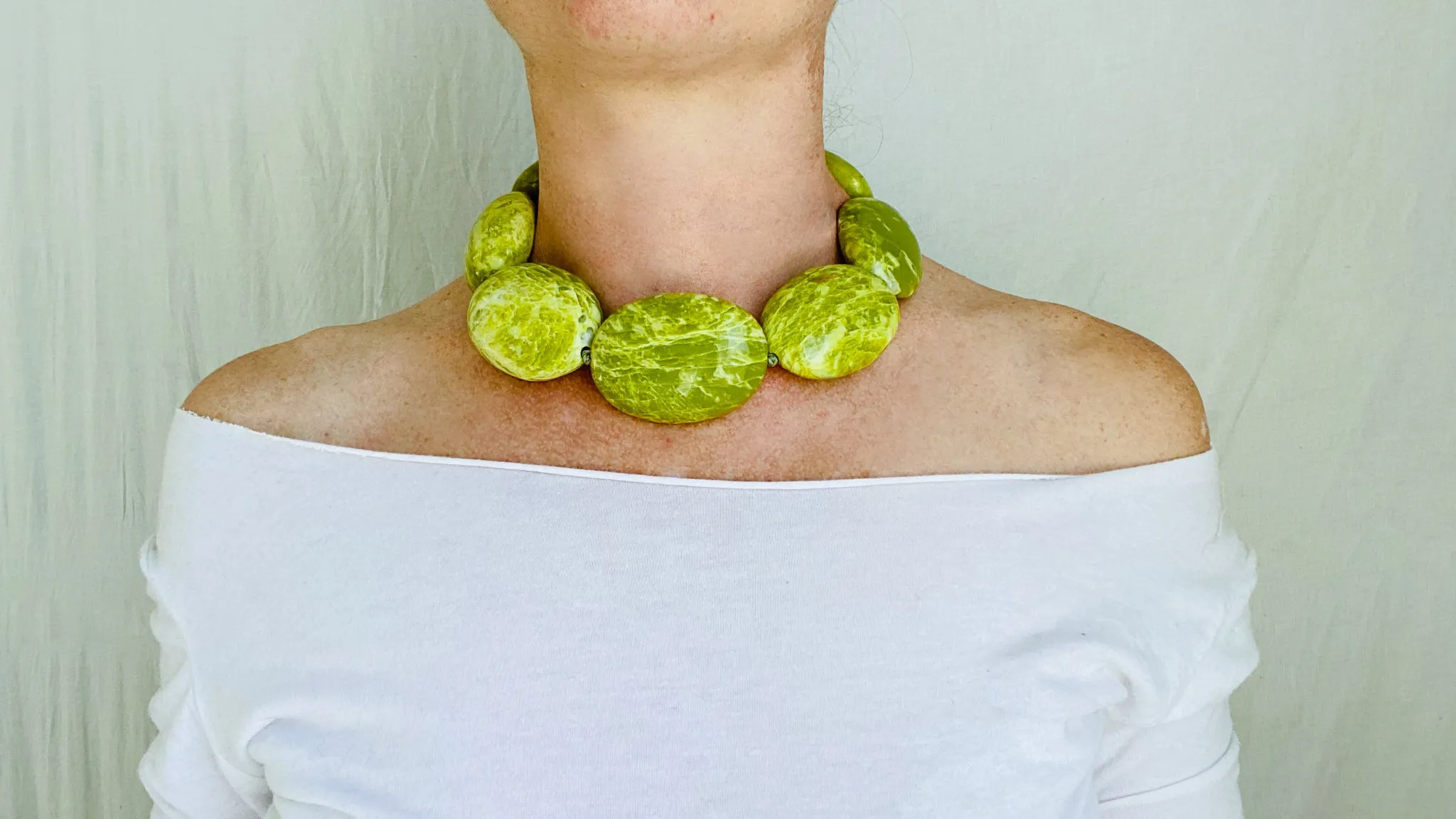 Large Serpentine Necklace. Sterling Silver.