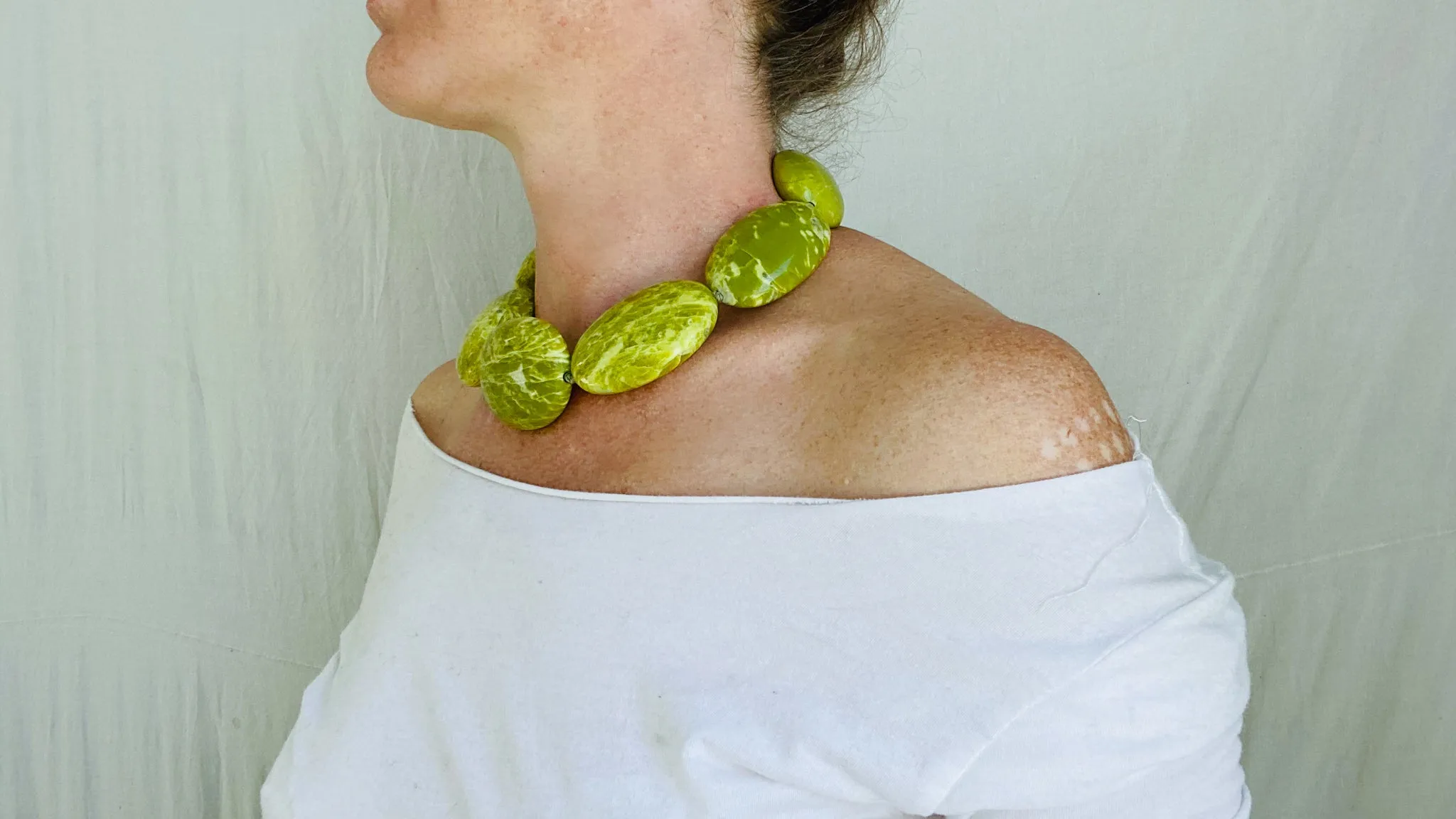 Large Serpentine Necklace. Sterling Silver.