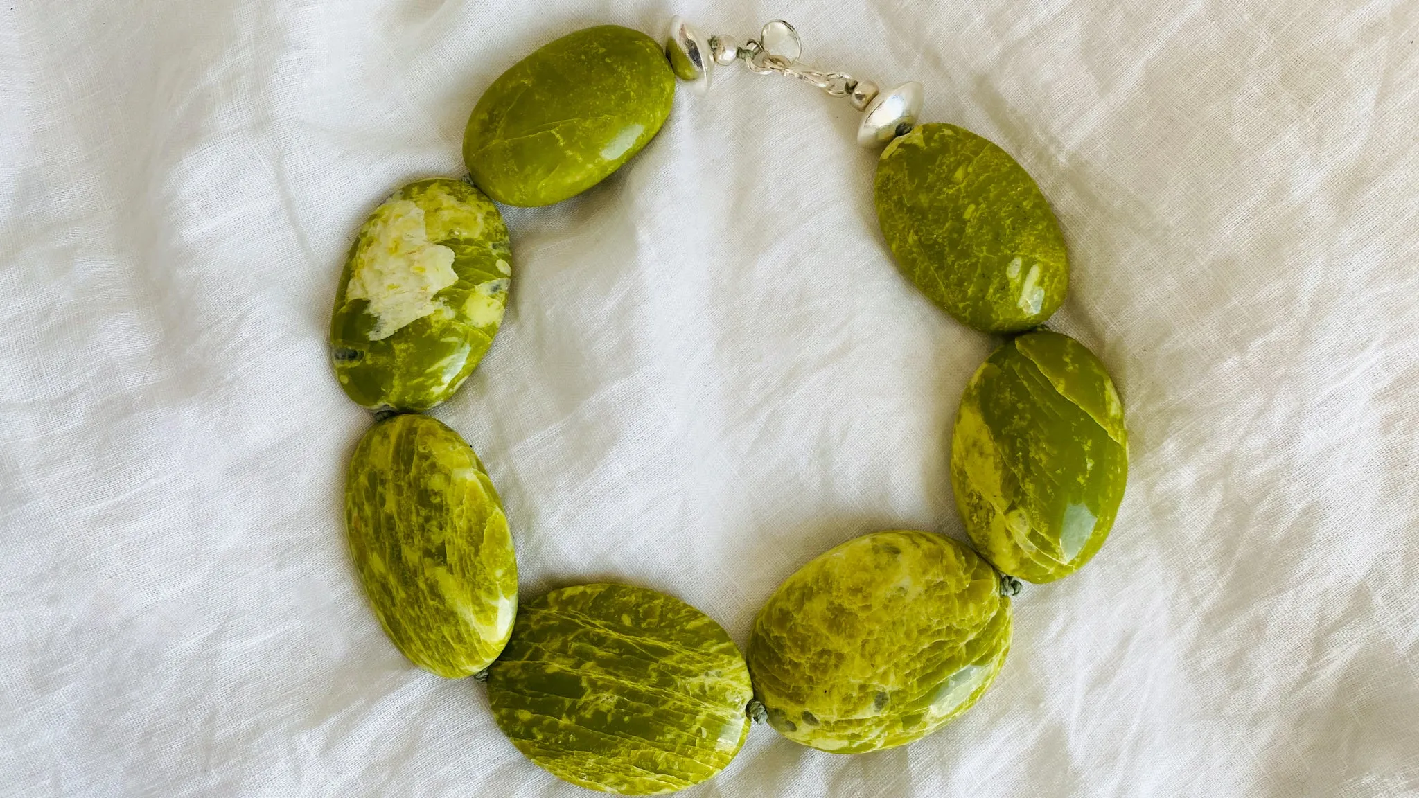 Large Serpentine Necklace. Sterling Silver.