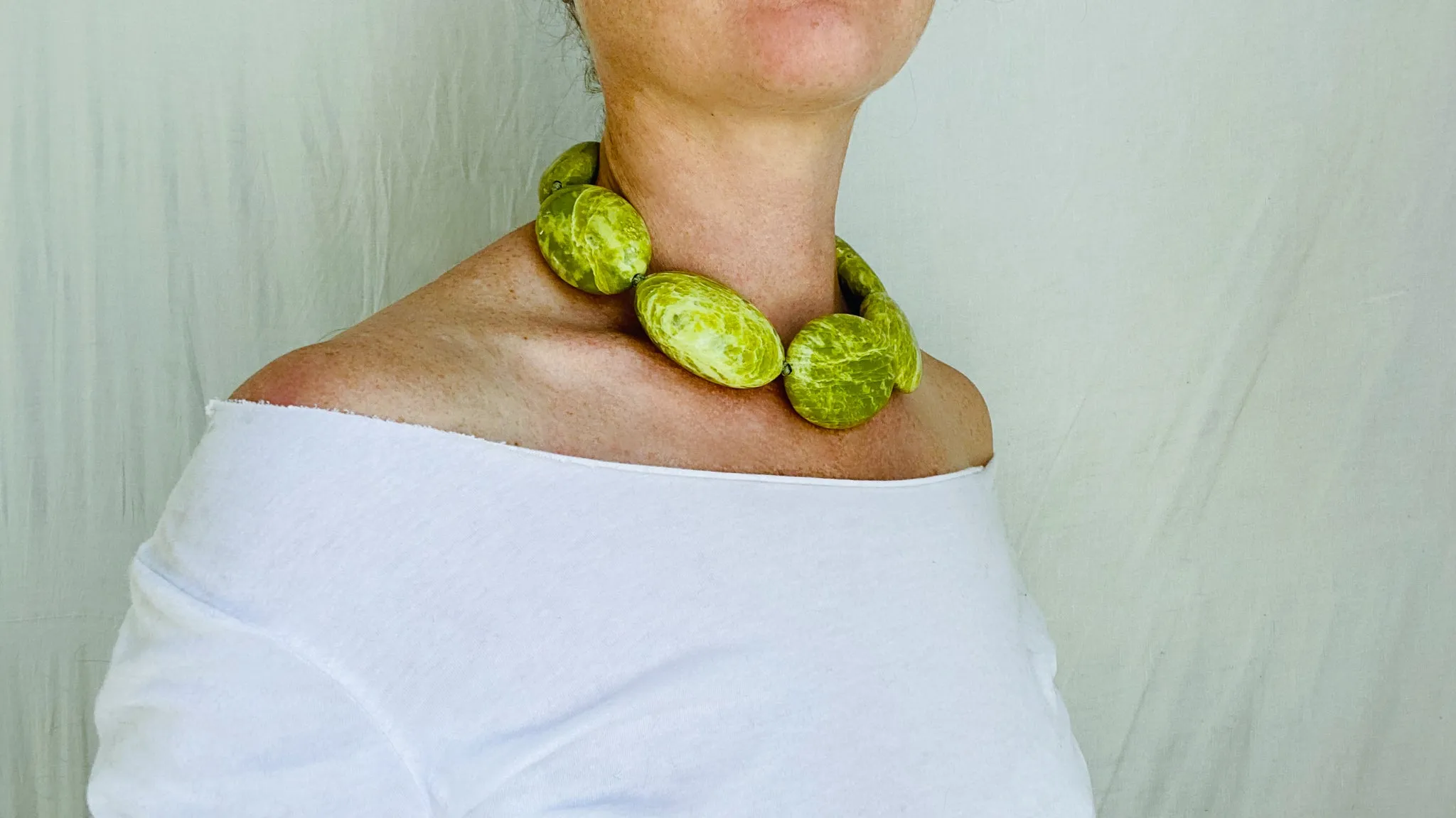 Large Serpentine Necklace. Sterling Silver.