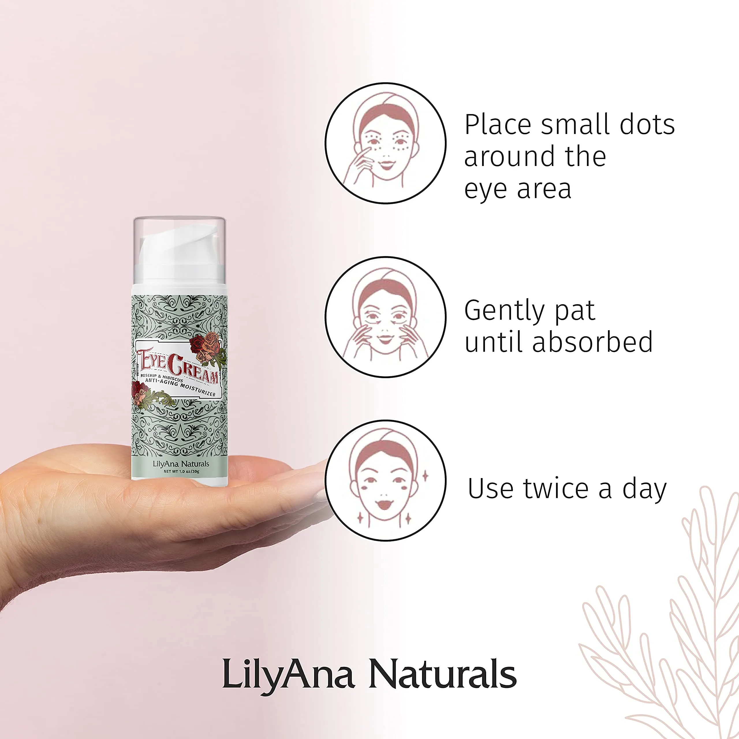 LilyAna Naturals Eye Cream - Made in USA, Eye Cream for Dark Circles and Puffiness, Under Eye Cream, Anti Aging Eye Cream - 1 oz (1-pack)