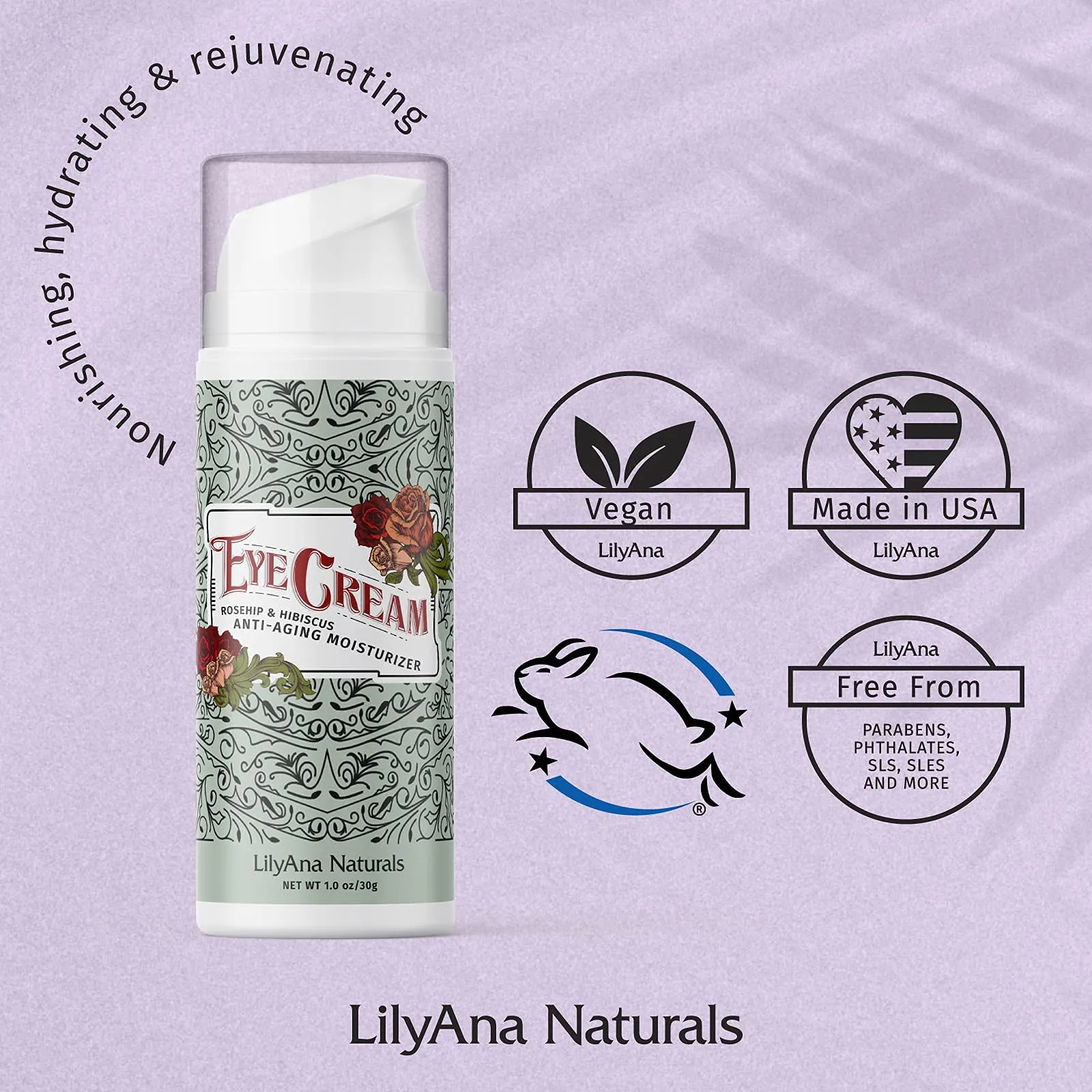 LilyAna Naturals Eye Cream - Made in USA, Eye Cream for Dark Circles and Puffiness, Under Eye Cream, Anti Aging Eye Cream - 1 oz (1-pack)