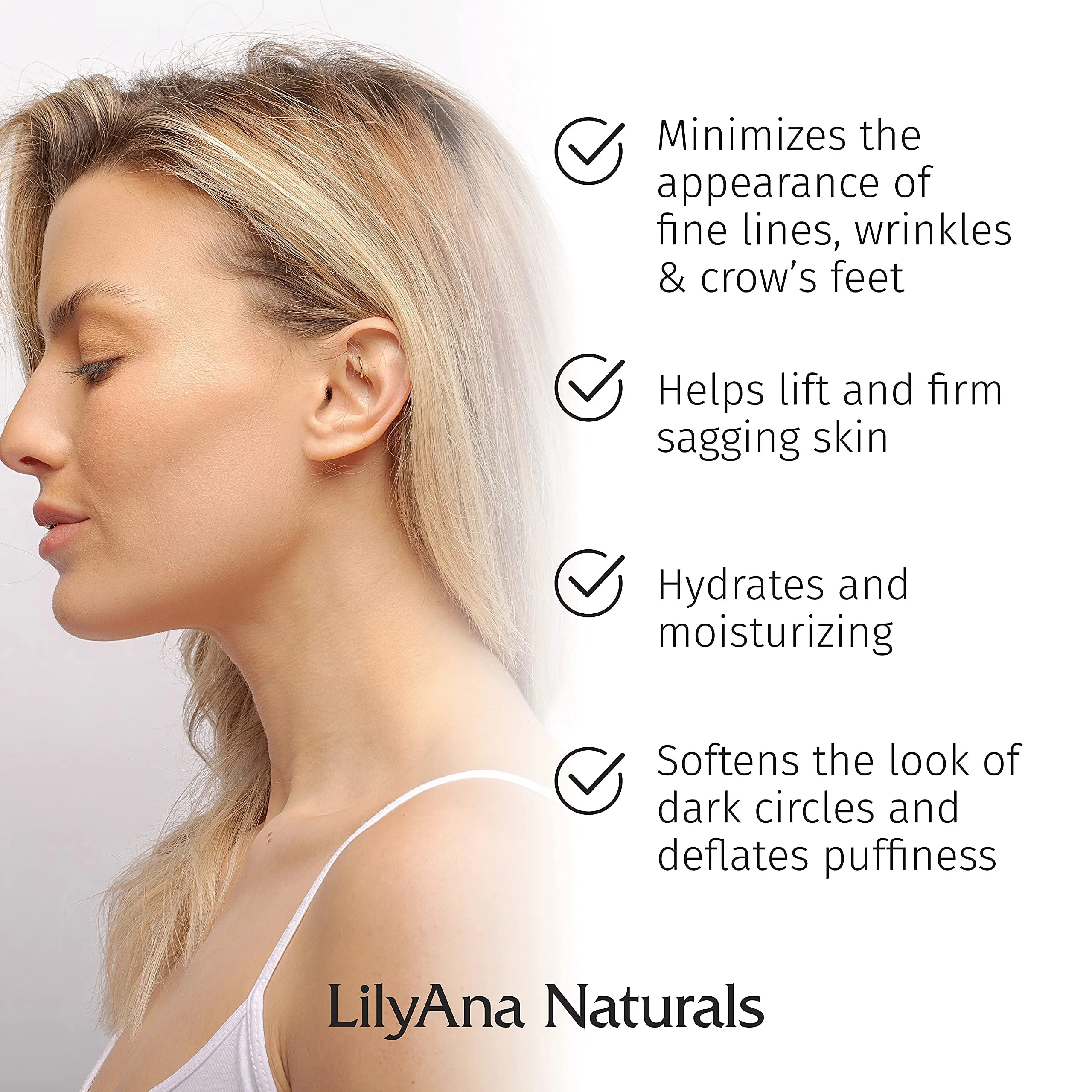 LilyAna Naturals Eye Cream - Made in USA, Eye Cream for Dark Circles and Puffiness, Under Eye Cream, Anti Aging Eye Cream - 1 oz (1-pack)