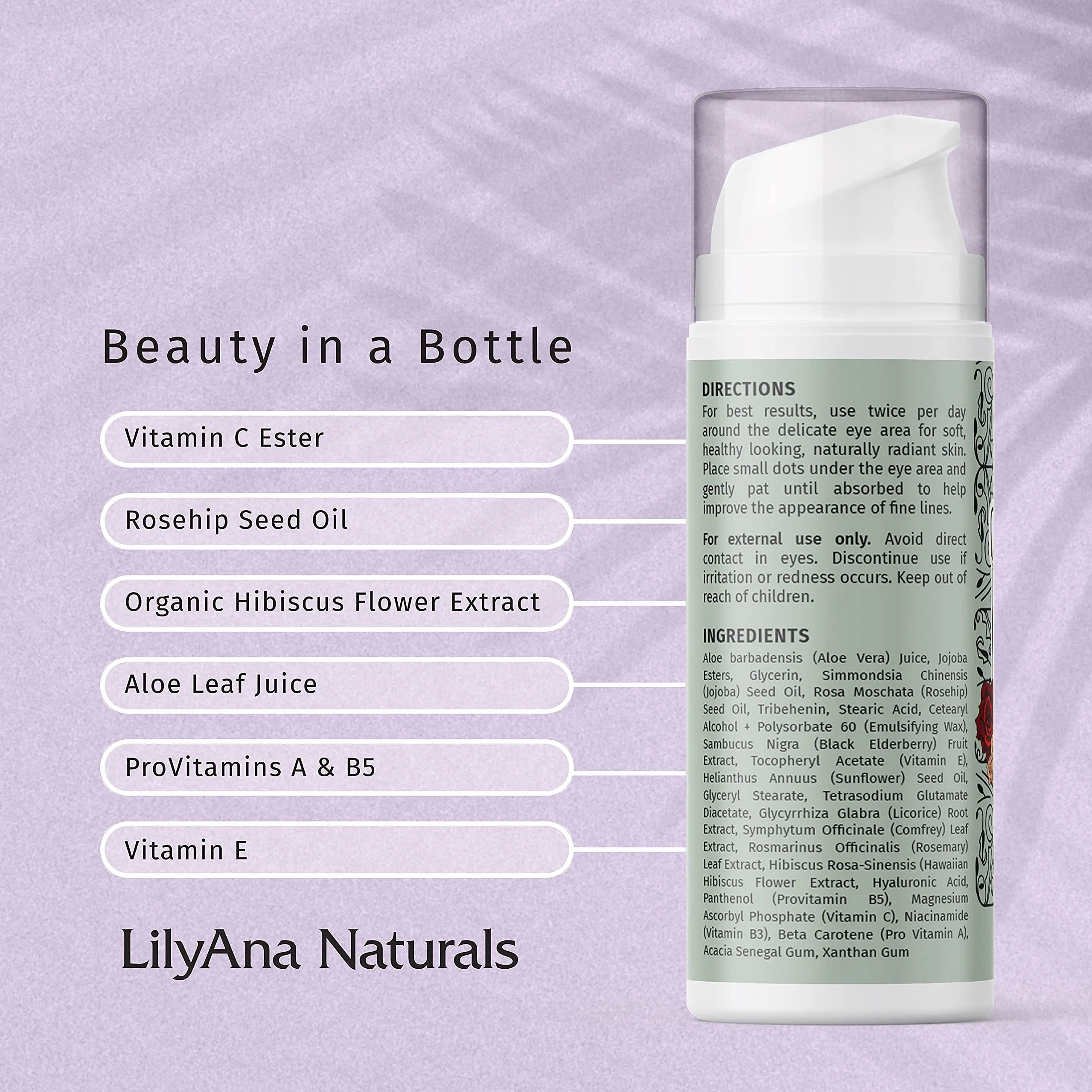 LilyAna Naturals Eye Cream - Made in USA, Eye Cream for Dark Circles and Puffiness, Under Eye Cream, Anti Aging Eye Cream - 1 oz (1-pack)