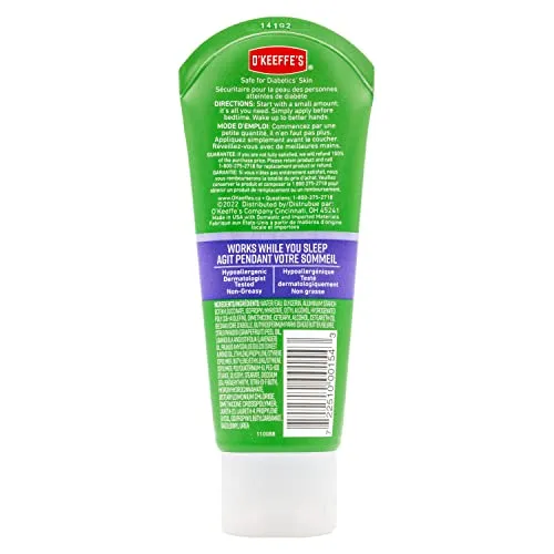 O'Keeffe's Working Hands Night Treatment Hand Cream, Restorative Lotion Works While You Sleep, Deep Conditioning Oils, 3oz/85g Tube, White (Pack of 1), K4200502