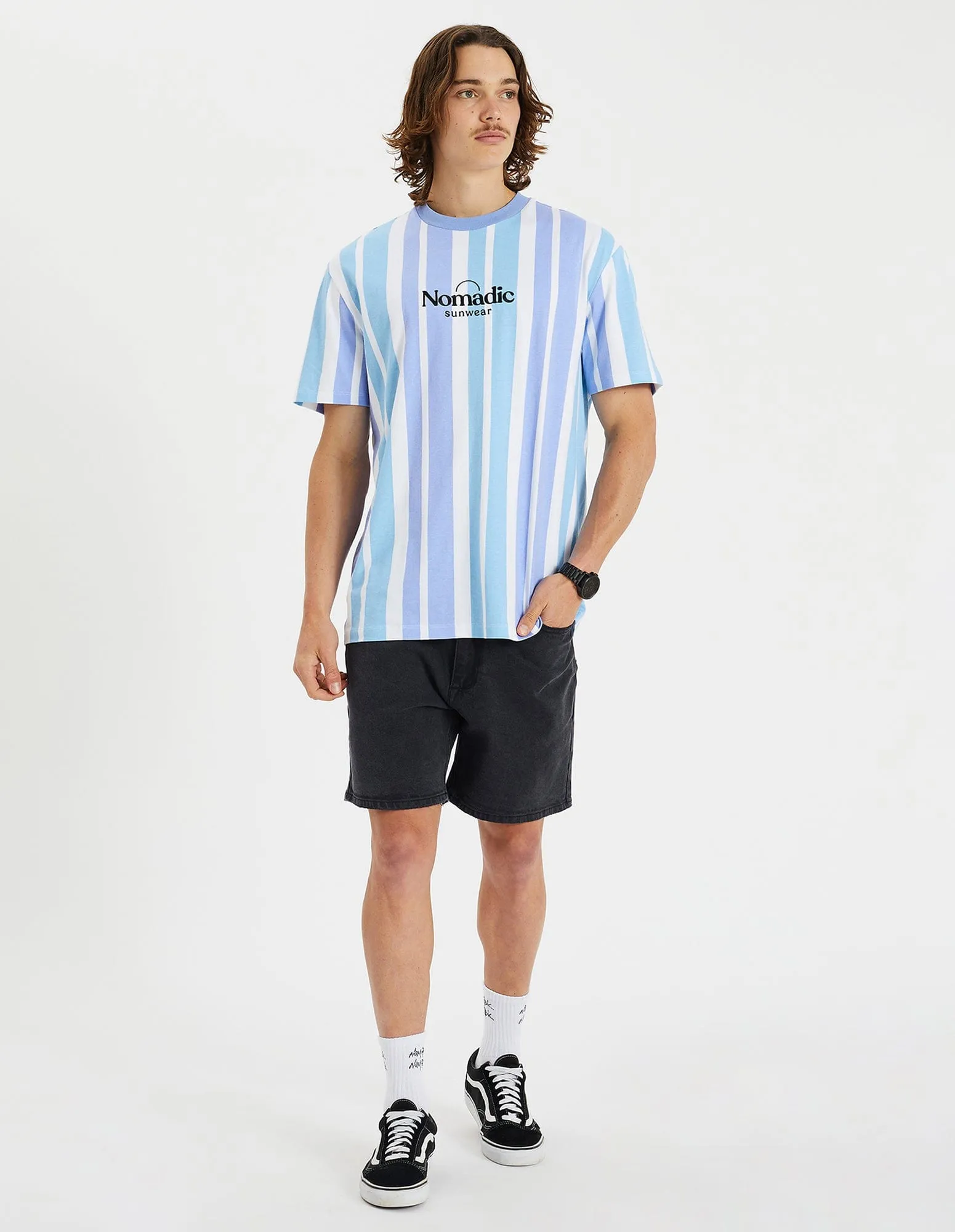 Pacific Relaxed Tee in Air Blue Stripe