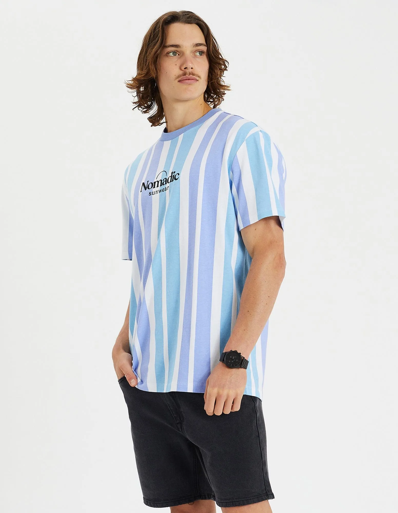 Pacific Relaxed Tee in Air Blue Stripe