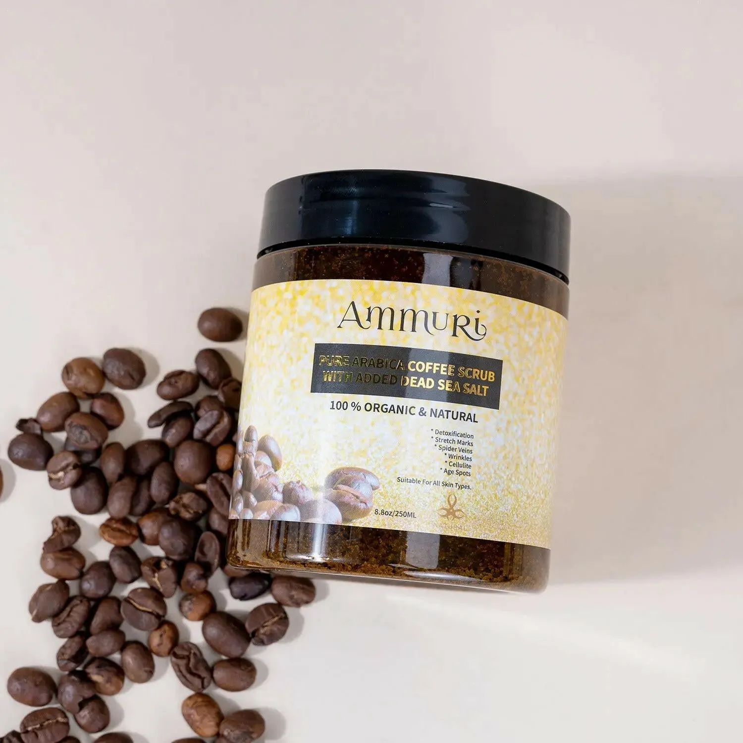 Pure Arabica Coffee Scrub Added Dead Sea Salt 100 % Organic & Natural